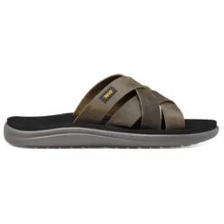 Tongs Teva Men Voya Slide Leather Dark Olive